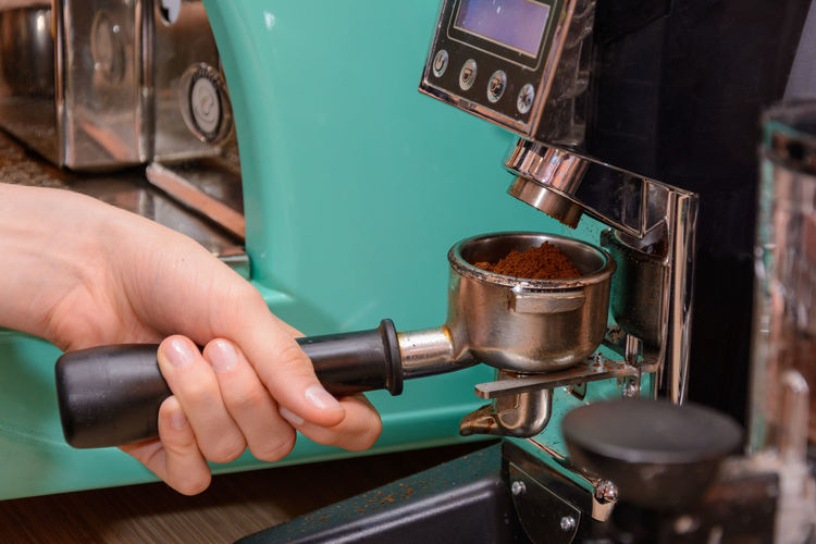 Coffee grinder, dispenser, pro coffee preparation. real photo.