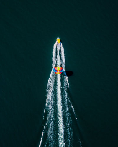 Aerial view of boat on sea