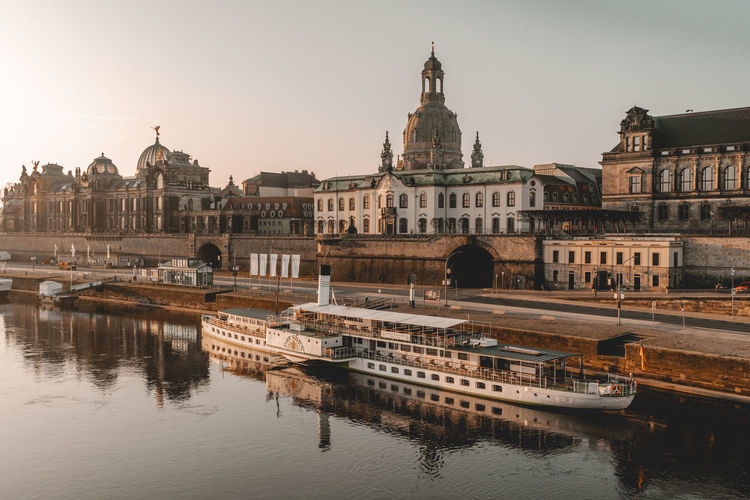 Dresden skyline, elbe, frauenkirche, architecture.