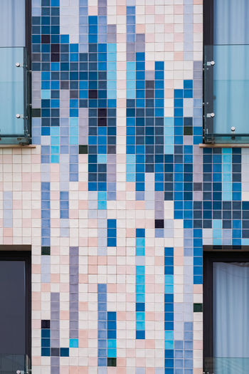 Full frame shot of building with tiled facade 