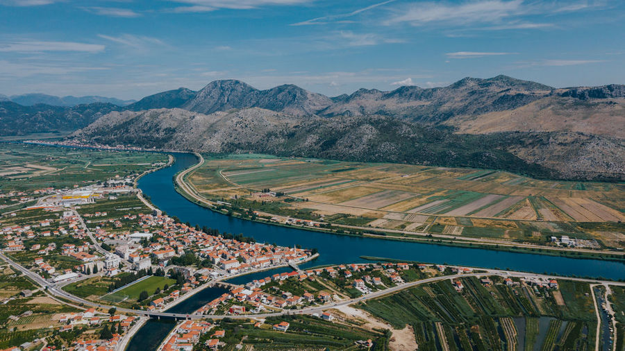 Drone view of amazing the neretva valley