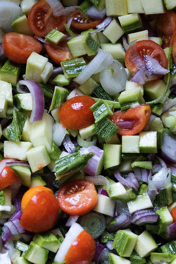 Full frame shot of chopped vegetables