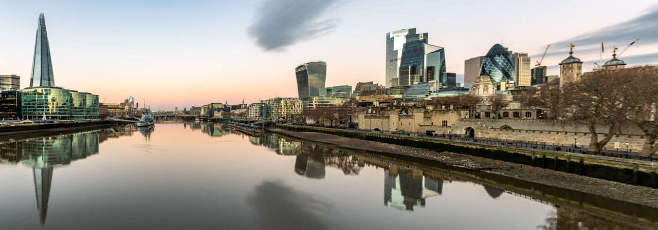 View of london's financial district as seen from tower bridge 