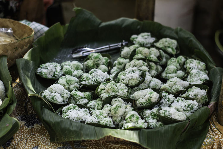 Klepon is a traditional indonesian food that is round in shape and served when it's still fresh