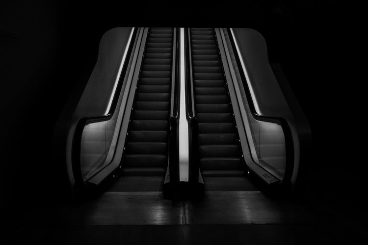 Empty escalator in building