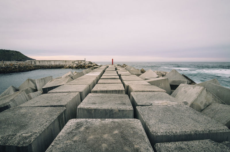 Concrete blocks at coast