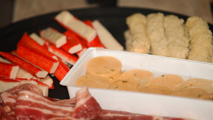 Close-up of breakfast served in plate