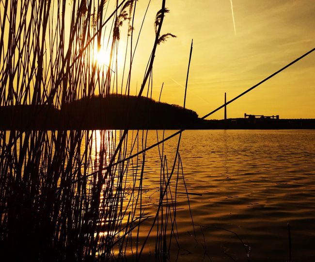Scenic view of sunset over river