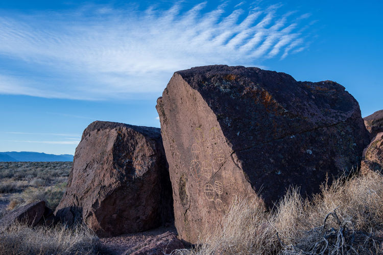 Ancient petroglyph rock art owens valley, california, usa