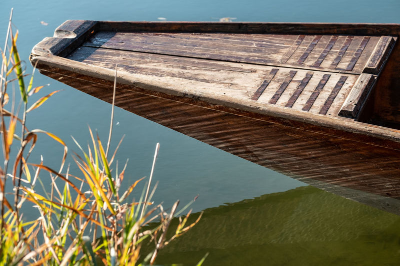High angle view of pier on lake