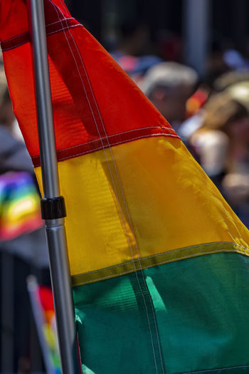 Close-up of rainbow flag
