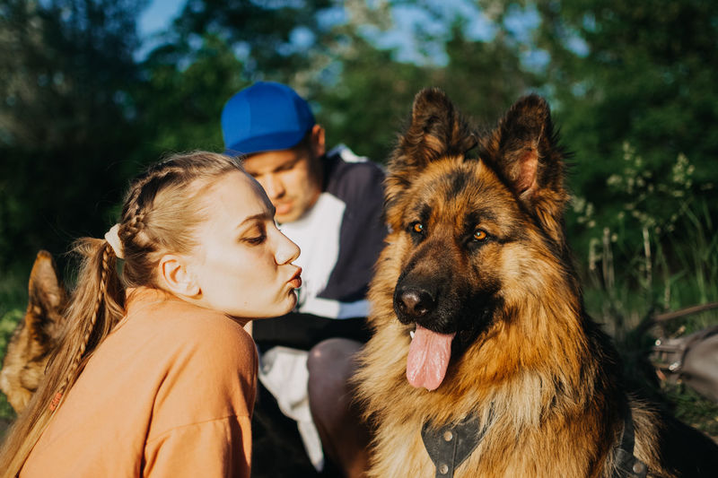 Portrait of dog with dogs outdoors