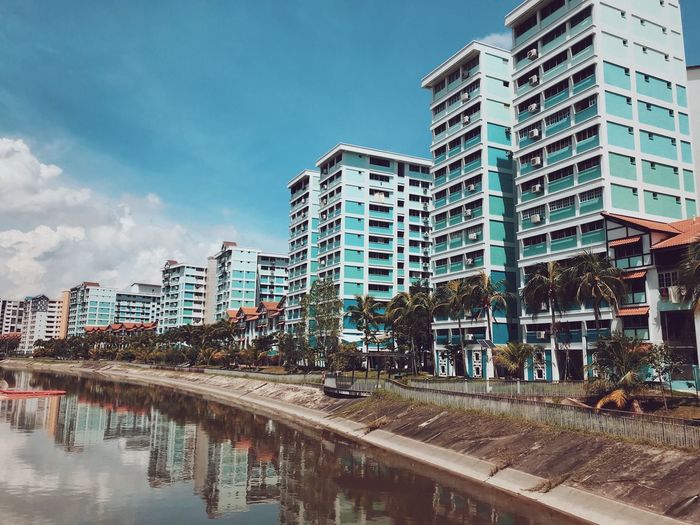 Reflection of buildings in city