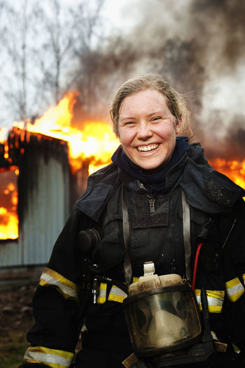 Portrait of female fire fighter
