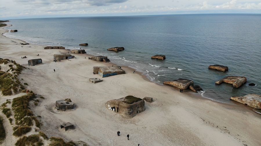 Drone footage of bunkers built by the germans under ww2, left on the west coast of denmark.