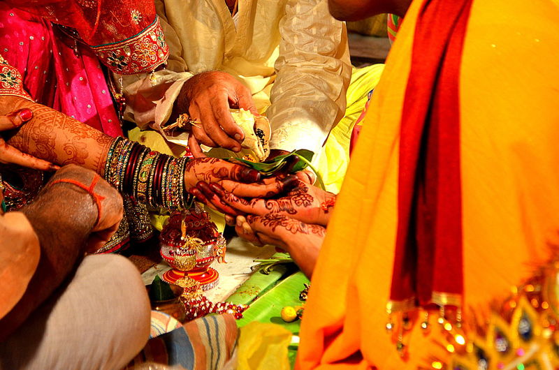 High angle view of people at wedding ceremony