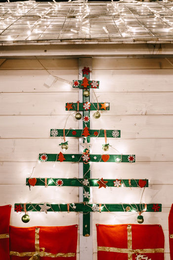 High angle view of christmas decorations