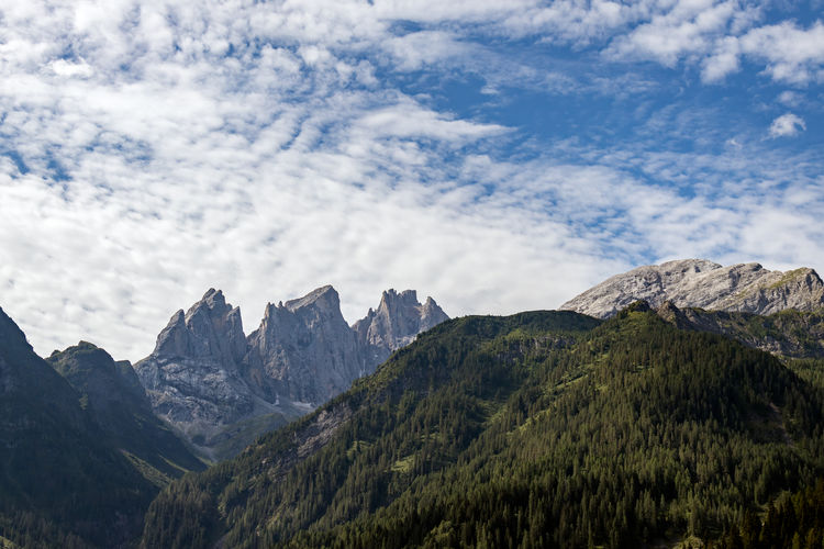 Focobon group of mountains above falcade, veneto in italy