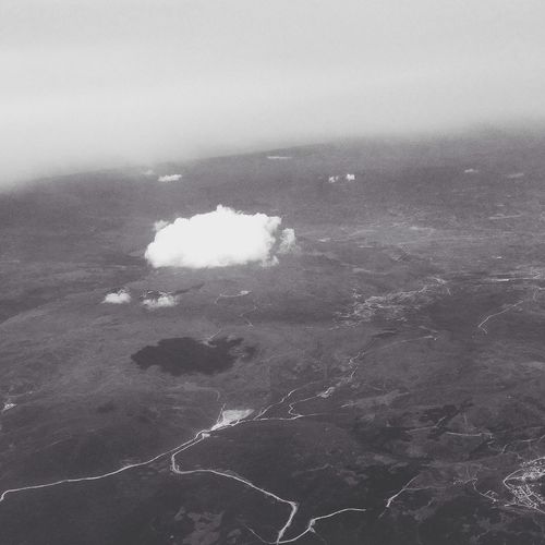 Aerial view of foggy landscape