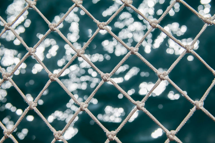 Full frame shot of chainlink fence against blurred background