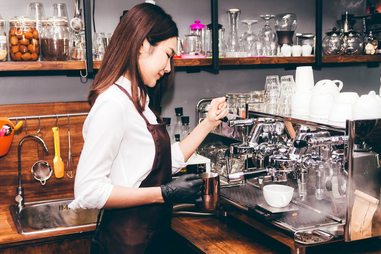Barista working at cafe