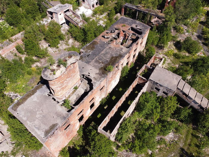 High angle view of old ruin building