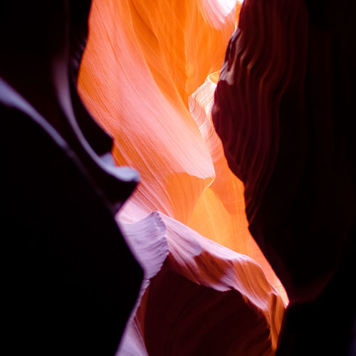 Low angle view in upper antelope canyon