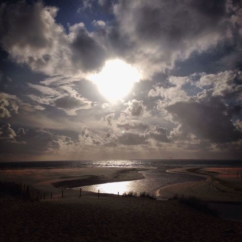 Scenic view of sea against cloudy sky