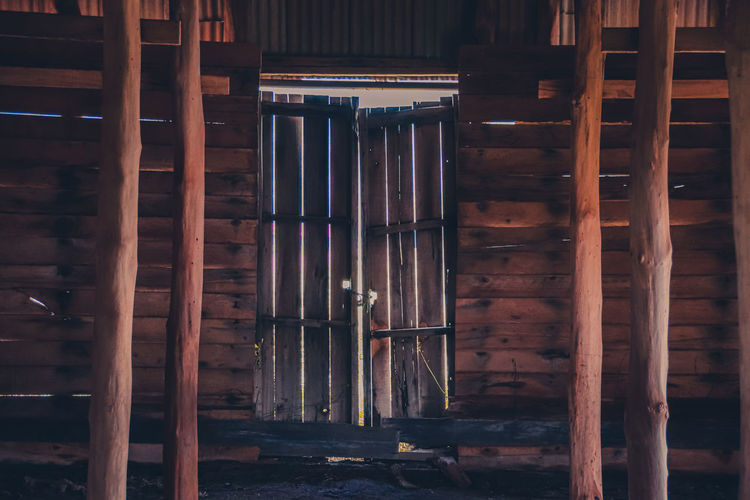 Full frame shot of wooden structure of barn house