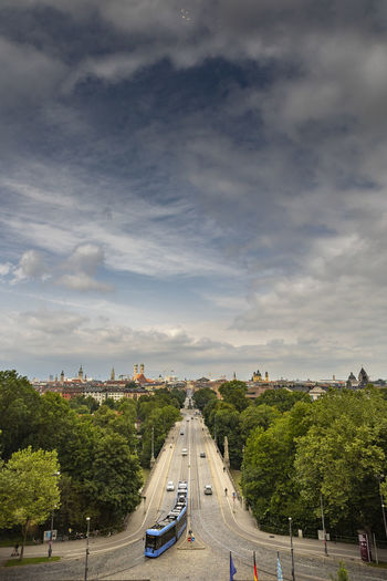 High angle view of road passing through munich city