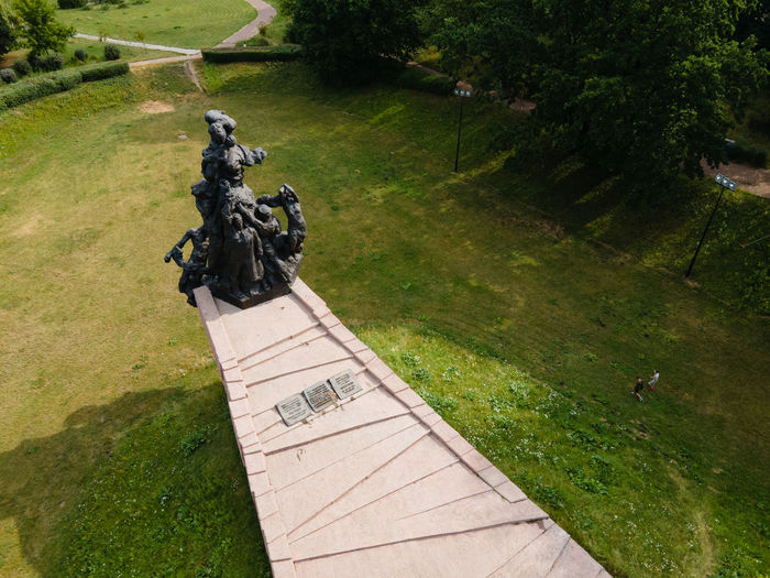 High angle view of sculpture in park