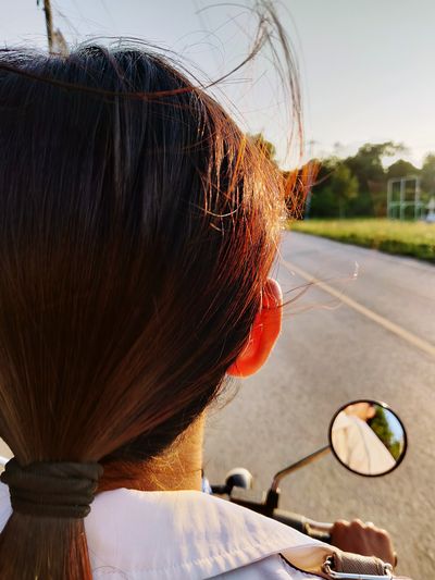 Rear view portrait of woman