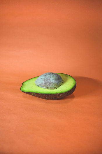 High angle view of avocado on table