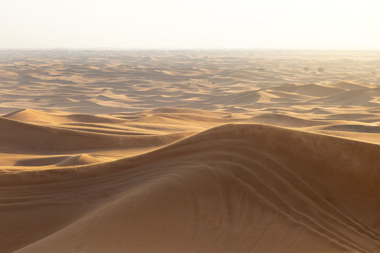 AERIAL VIEW OF SAND DUNES IN DESERT