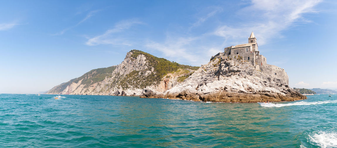 Scenic view of sea and rocks against sky