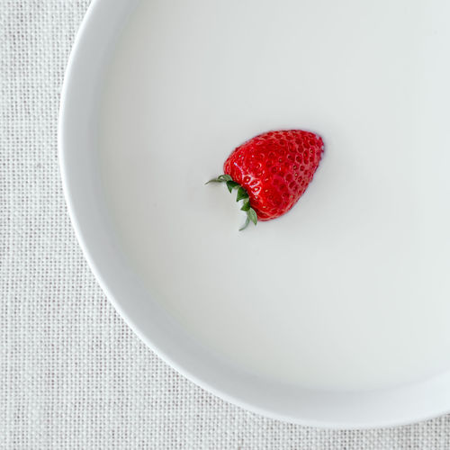 Directly above shot of strawberries in bowl