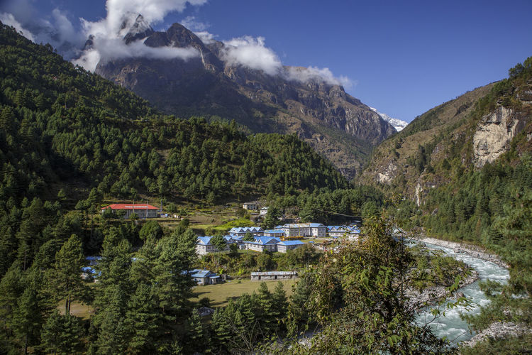 A village in nepal's khumbu valley near the trail to everest base camp