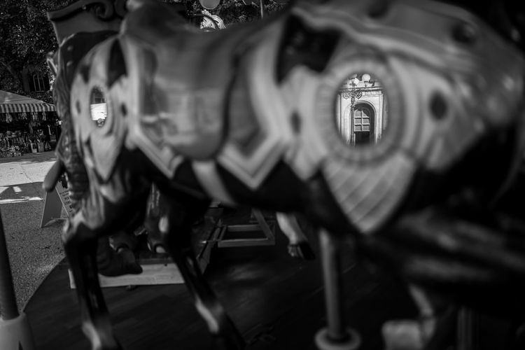 Blurred motion of carousel at amusement park