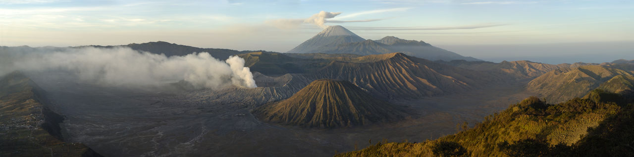Steam emitting from mt bromo and mt semeru