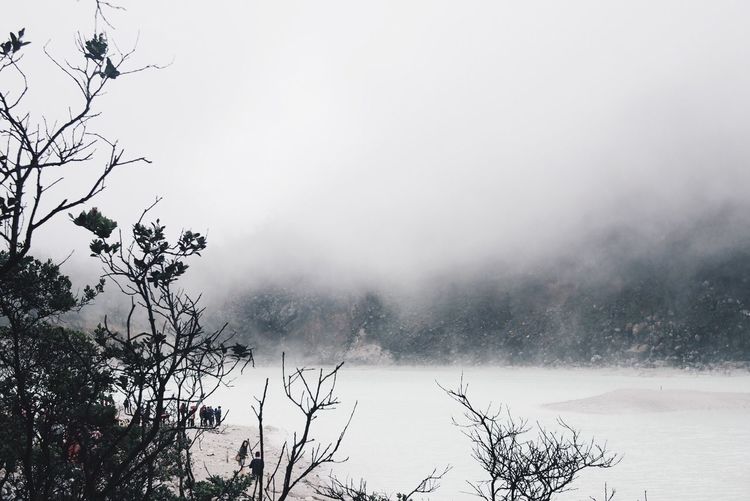 Scenic view of sea during foggy weather