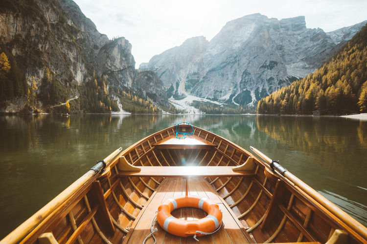 Scenic view of lake by mountains