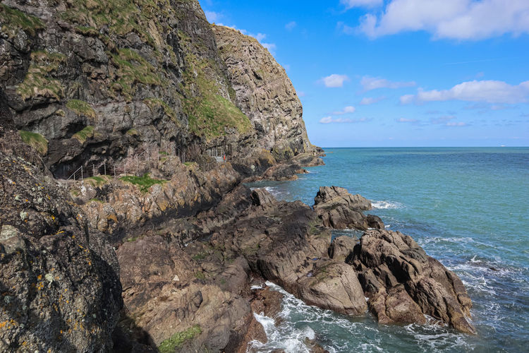 Walkway at the gobbins beautiful senic landscapre from northern ireland