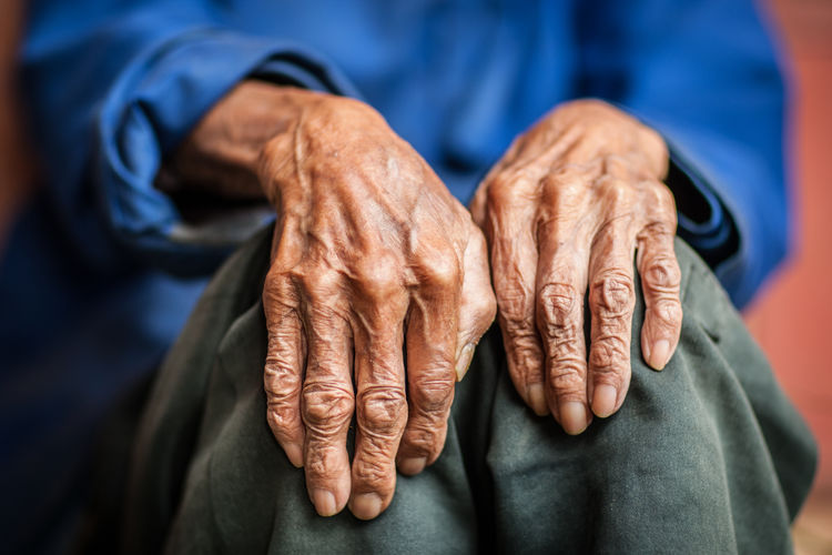Midsection of senior person