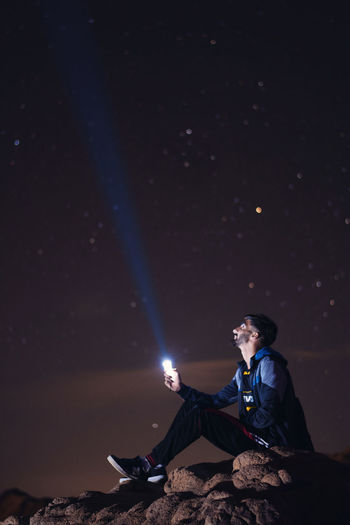 Selfie with stars on top of mountain 