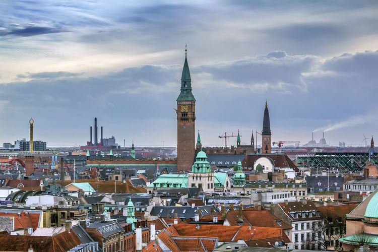 View of copenhagen historic centre from the round tower, denmark