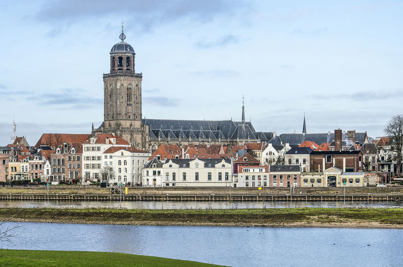 Deventer skyline, waterfront and river