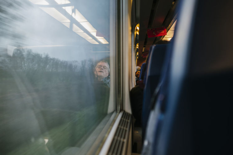 Train passing through window