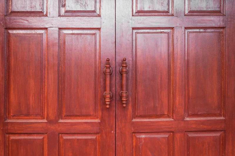 Architectural detail of a vintage brass door handle ,vintage antique door handle 