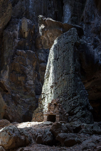 Low angle view of rock formation