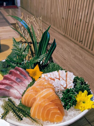 Close-up of fish on table